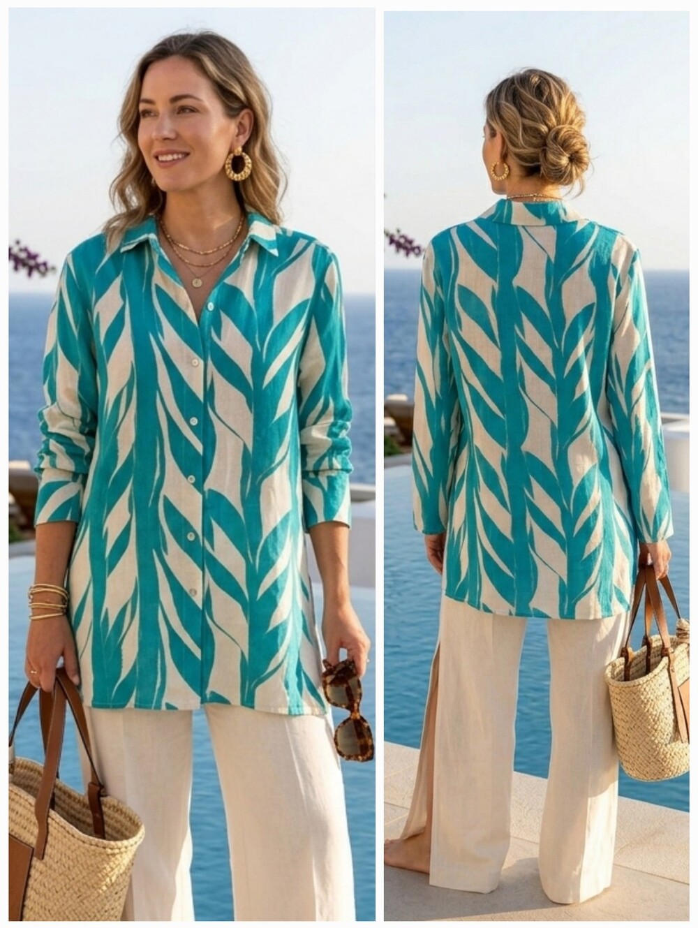 NWOT Made in Italy L Quiet Luxury Euro Chic Resortwear Lagenlook Oversized Tunic